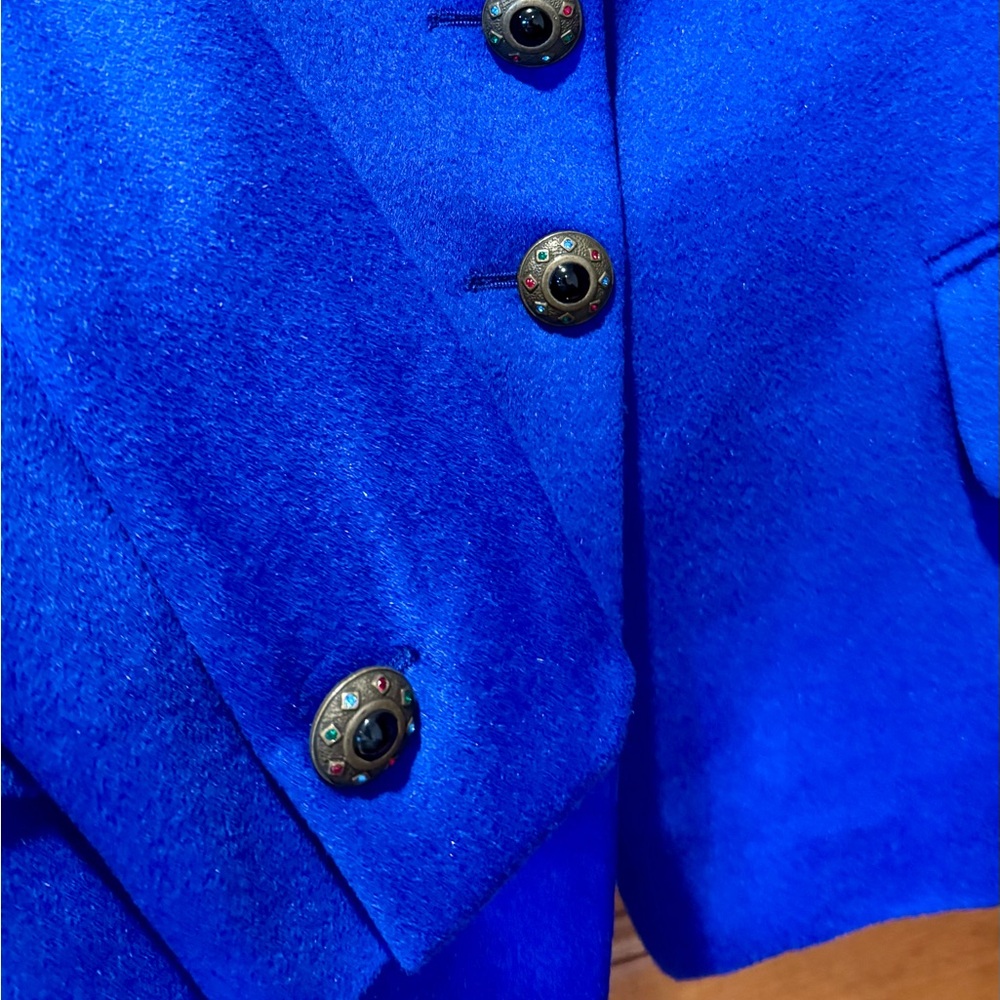 ESCADA Royal blue wool angora cashgora blazer jeweled buttons size 38 / US 8 - Picture 8 of 15